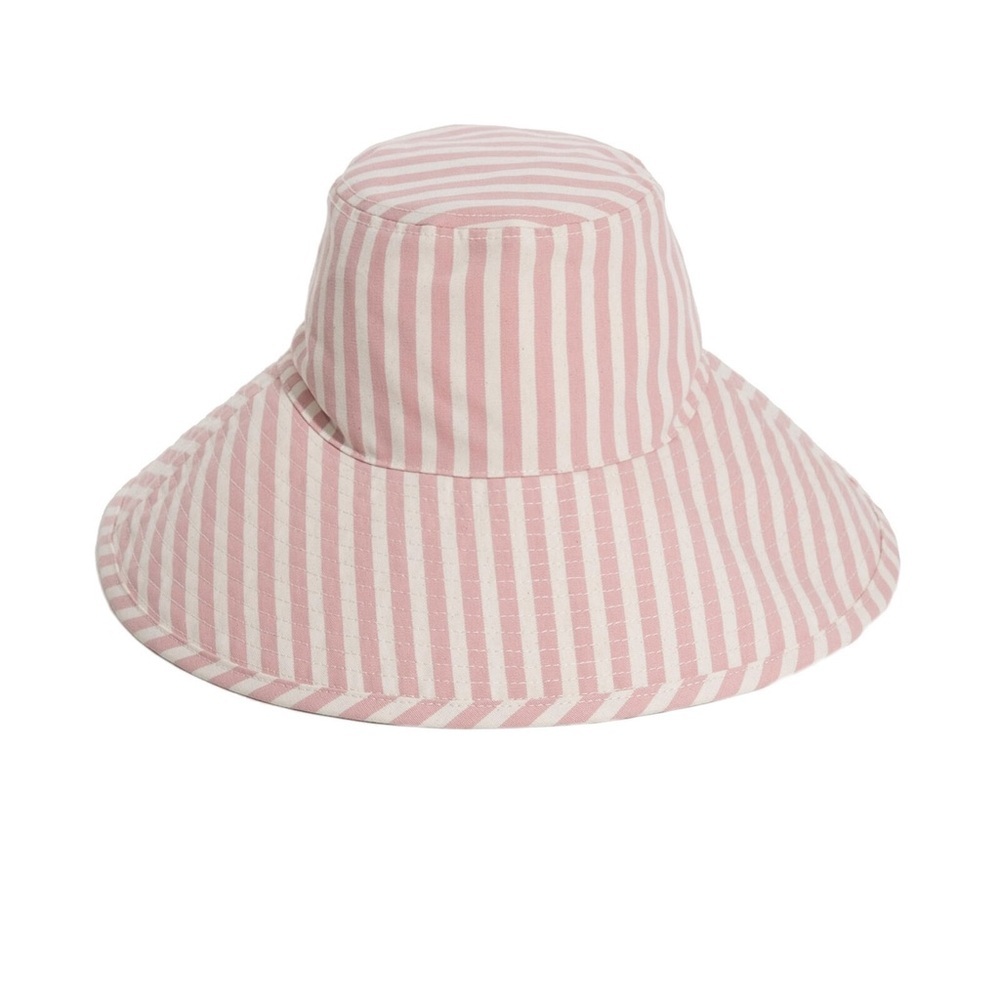 Business & Pleasure Wide Brim Beach Hat in Pink Stripe